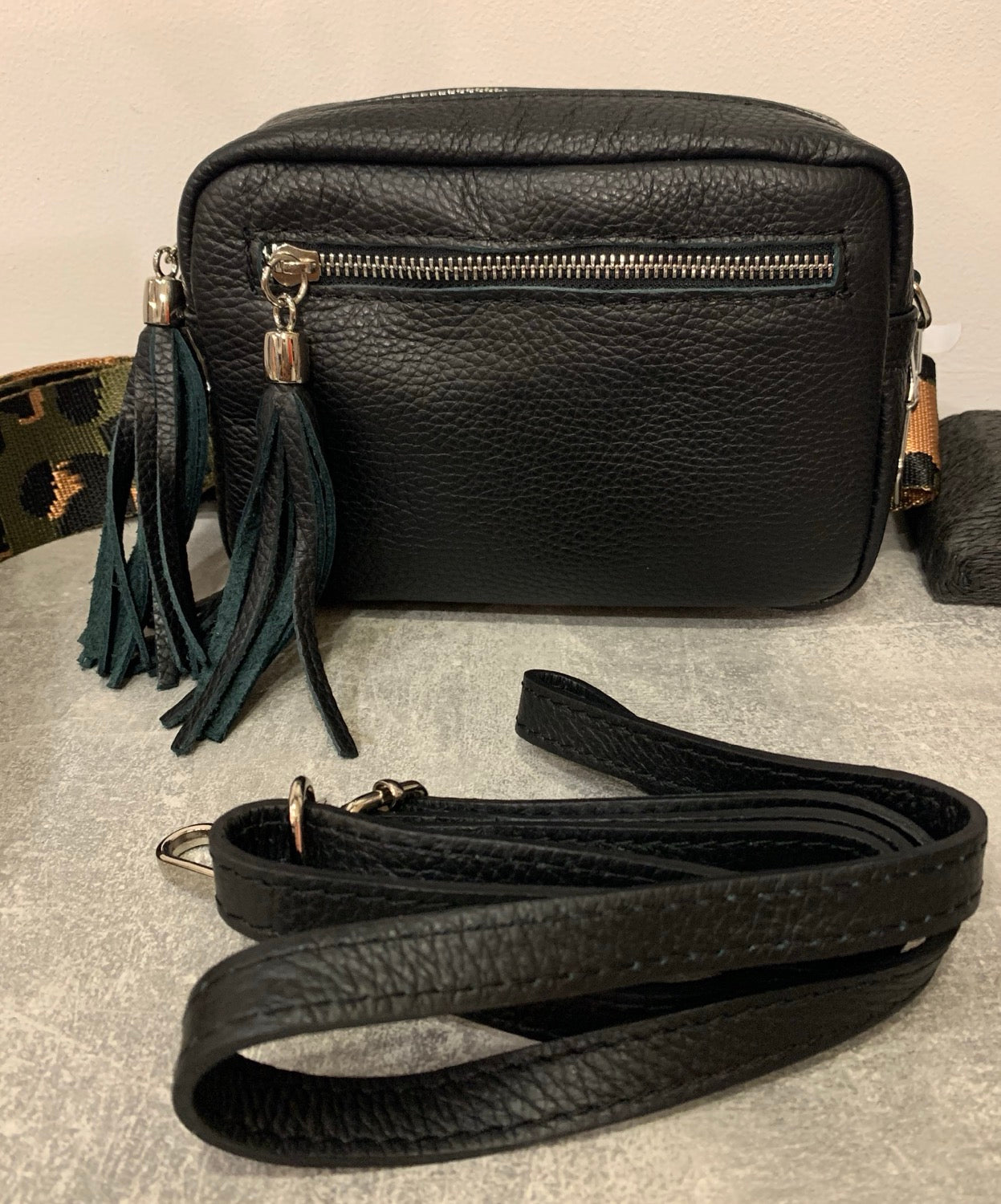 Small Leather Camera Bag with Two Tassels image 7