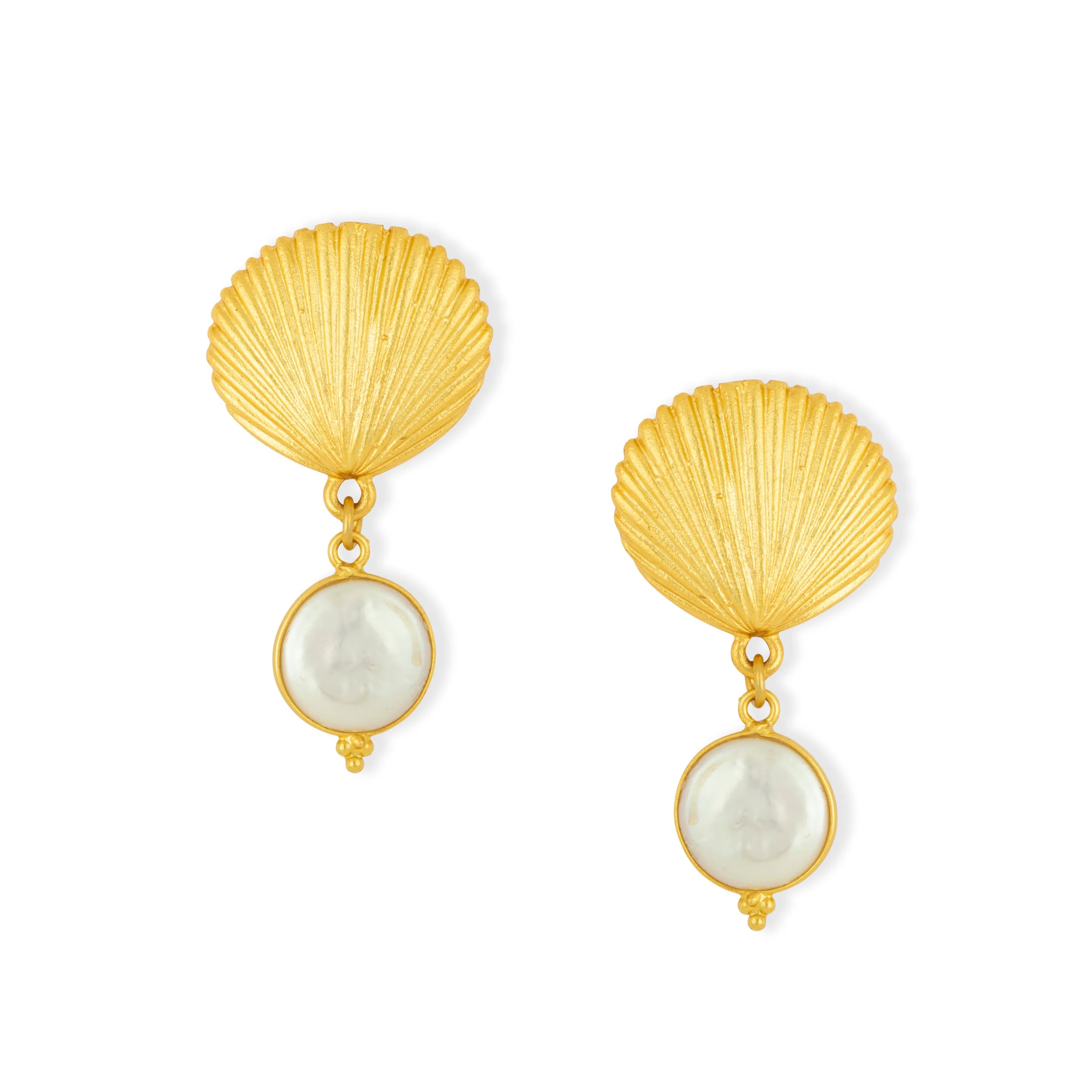 Folly Shell Stud and Pearl Earrings image 1