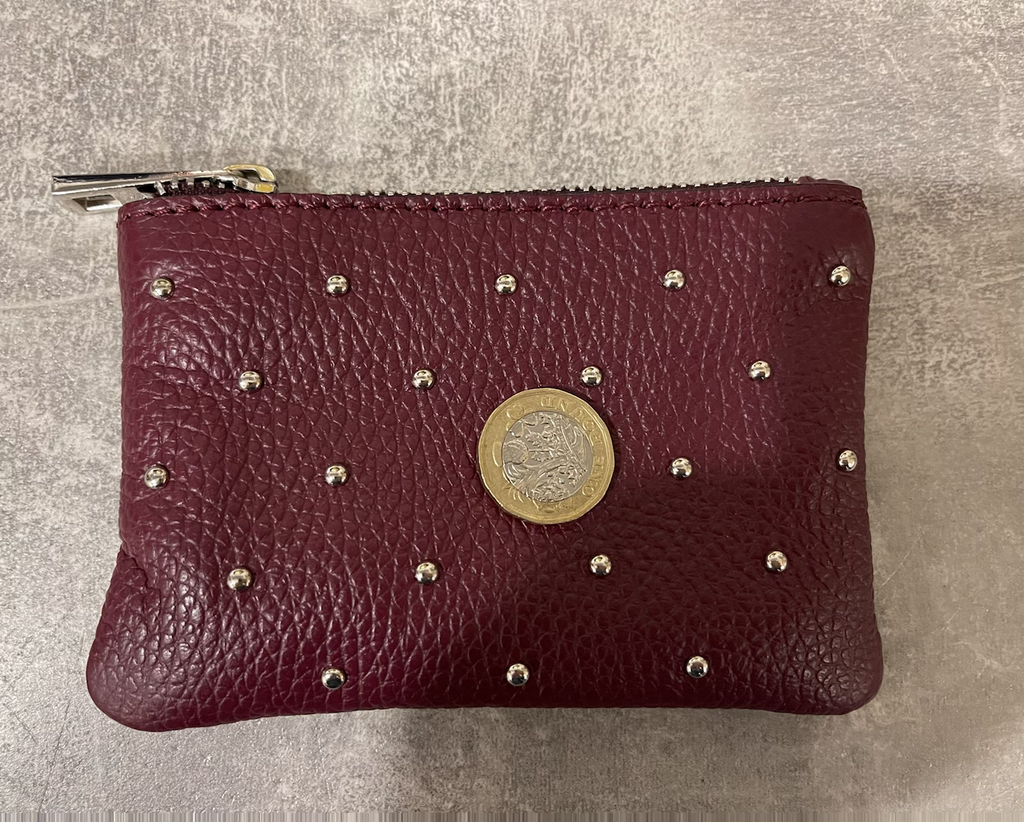 Leather Coin Purse with Stud Detail image 0