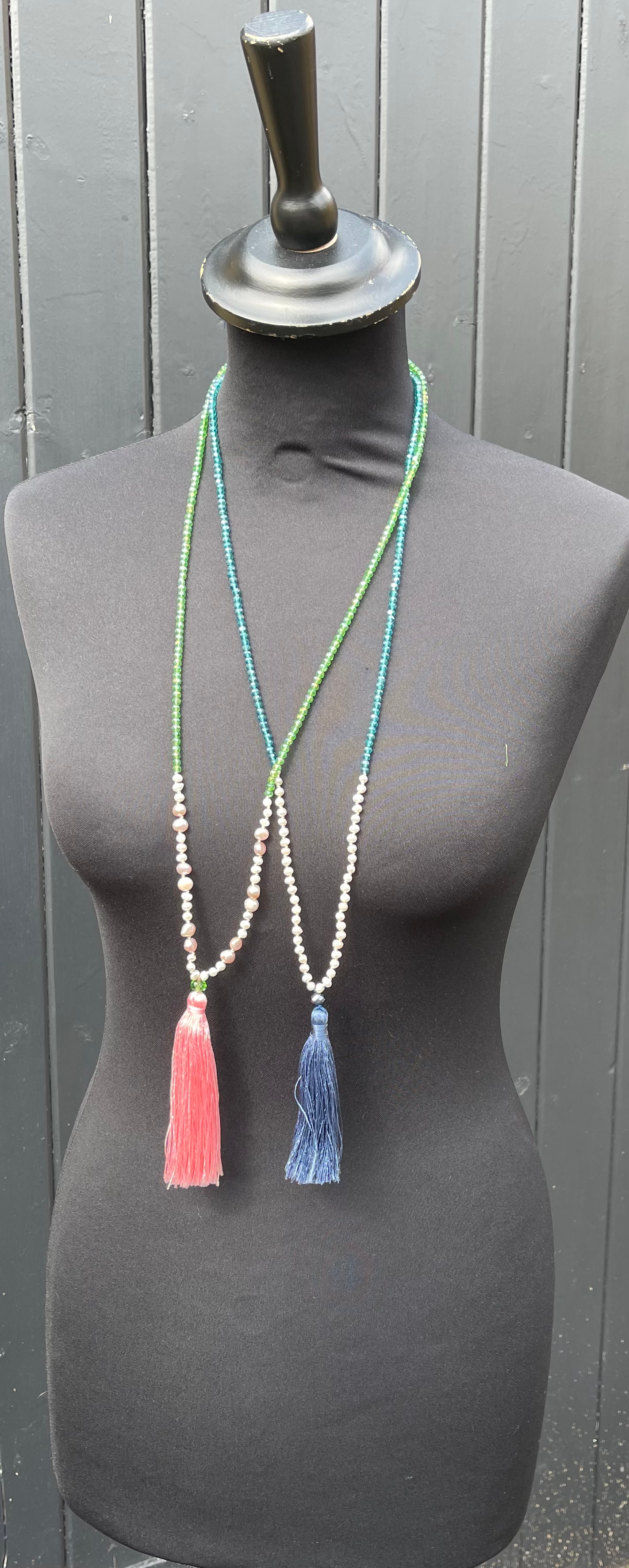 Crystal & Freshwater Pearl Tassel Necklace image 0