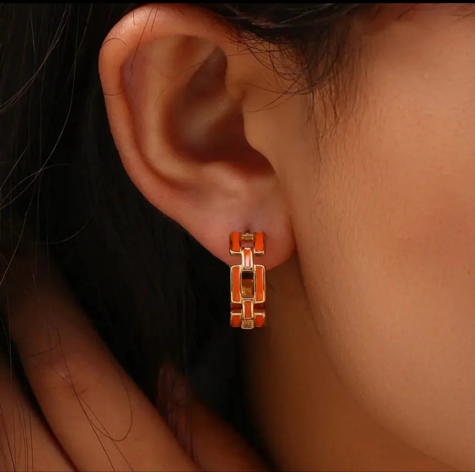 Enamel Small Hoop Earrings  image 1