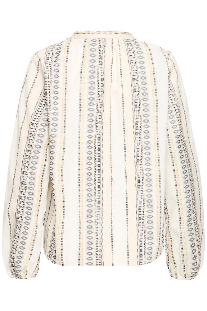 Pulz Ditte Cream Stitch Detail Cotton Top image 5