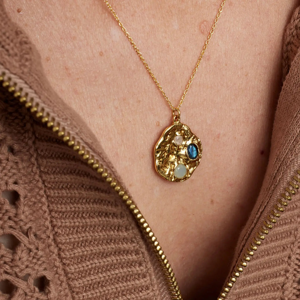 Gemstone Coin Pendant Necklace image 2