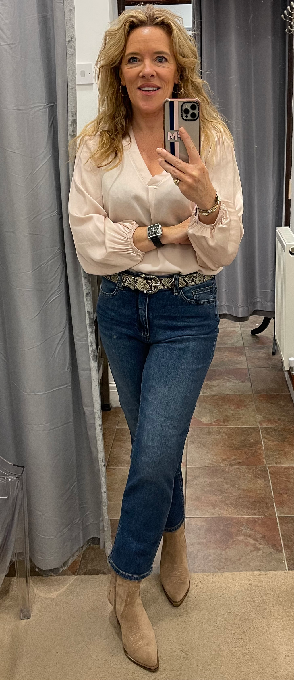 Ichi Comfy Mid Waist Straight Fit Denim Jeans image 4