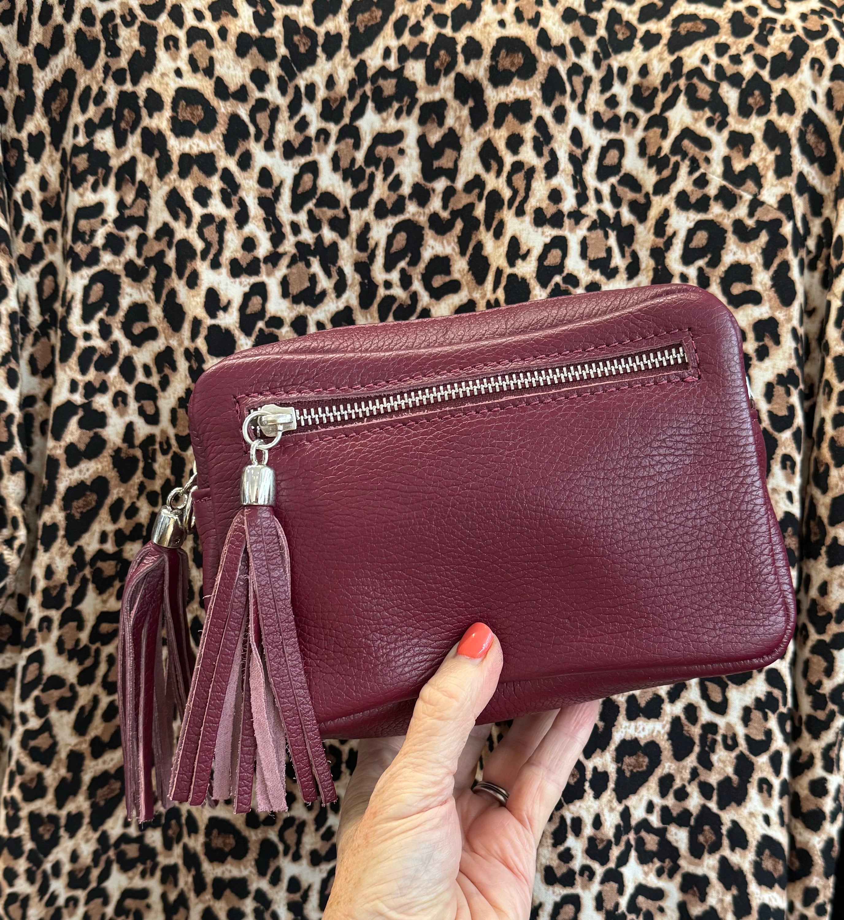 Small Leather Camera Bag with Two Tassels image 0
