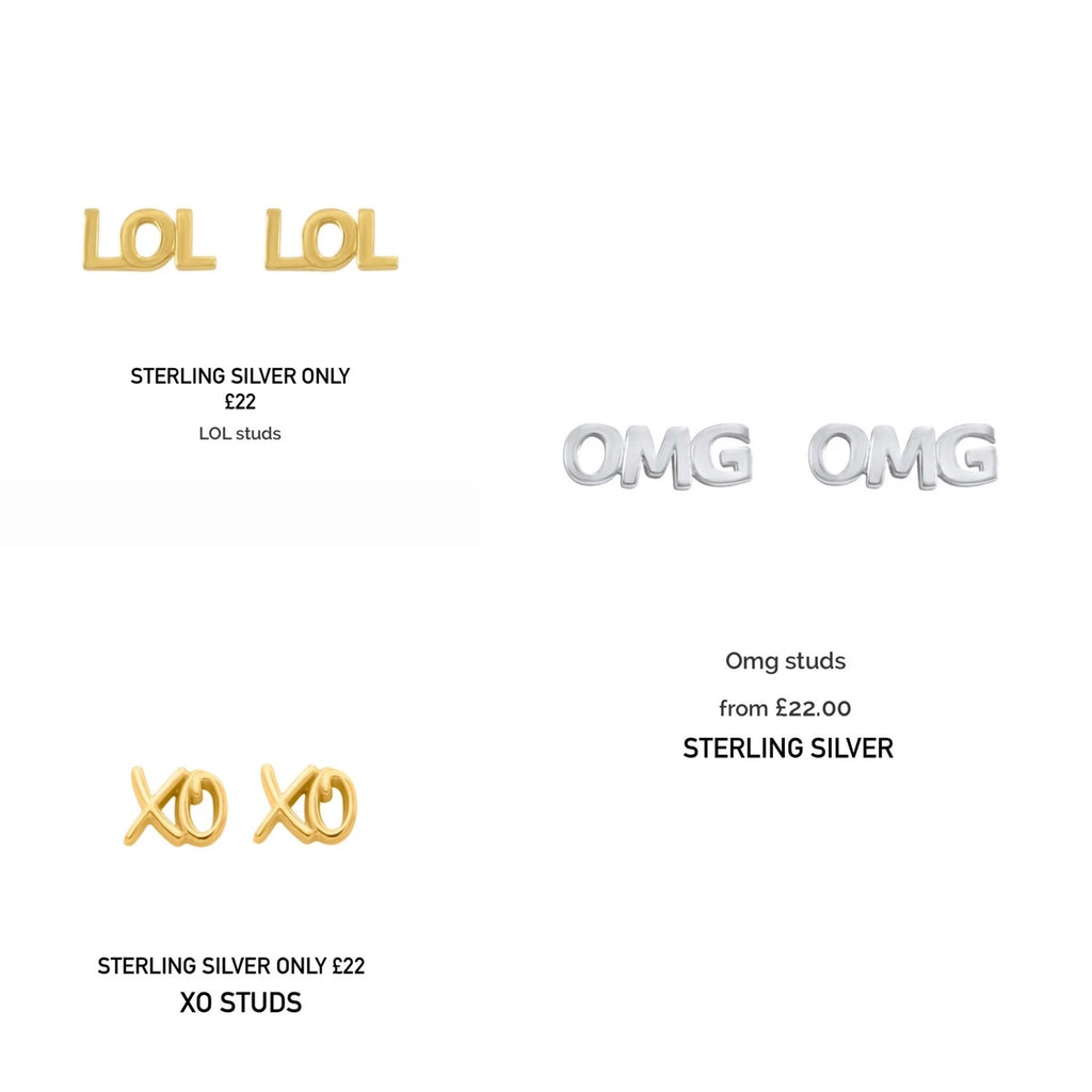 Sterling Silver Stud Earrings LOL XO image 0