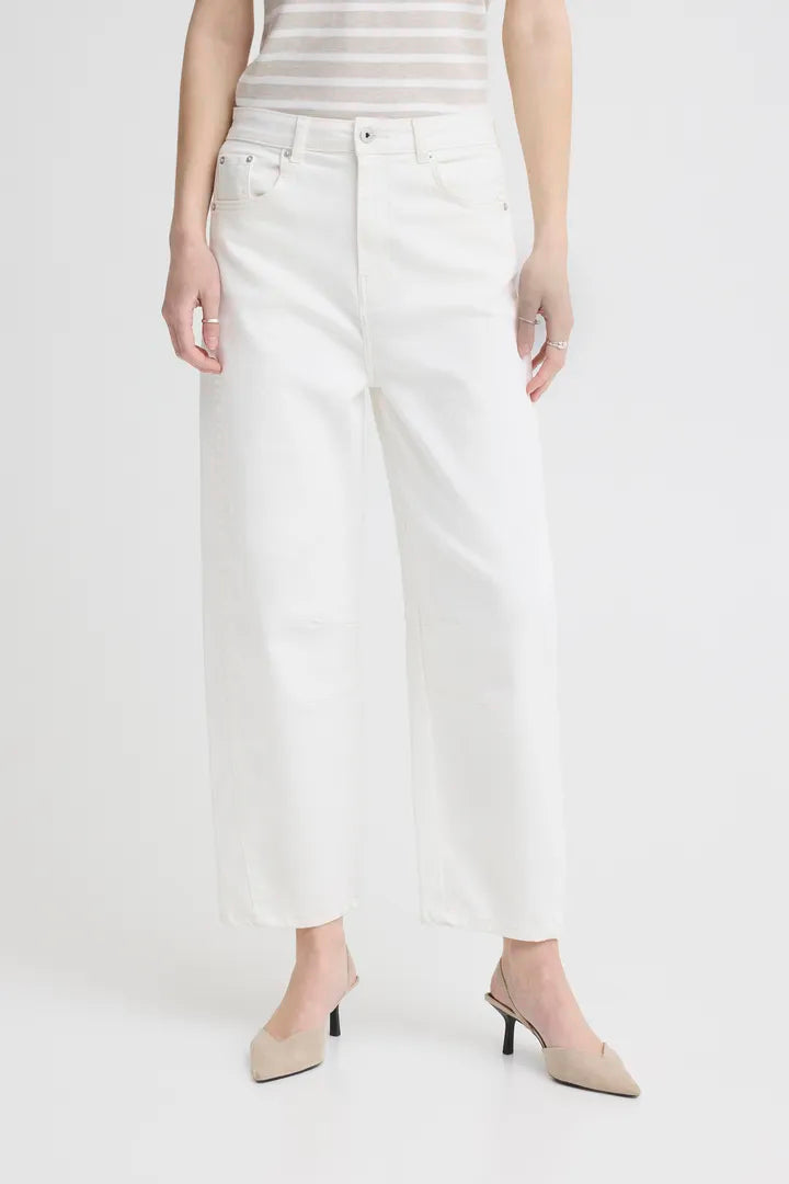 Ichi Ziggy White Barrel Style Jeans image 8
