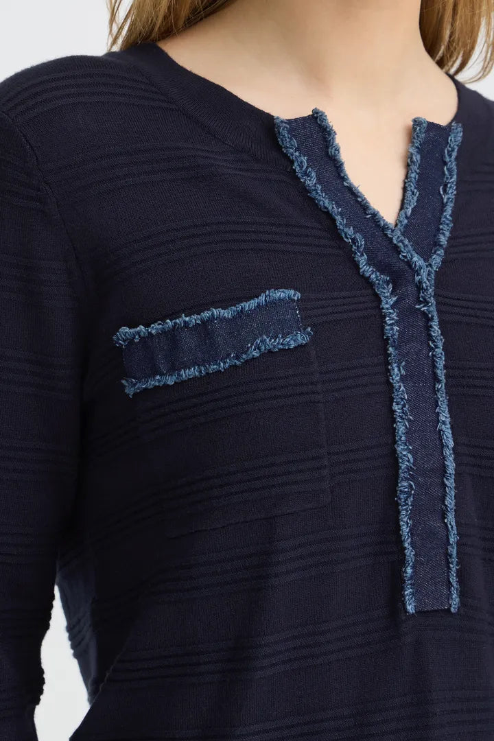 Pulz Sara Denim Trim Knit Sweater  image 2