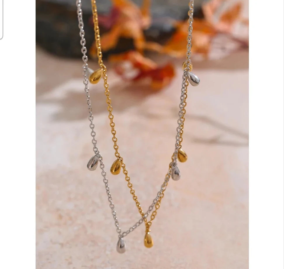 Multi Teardrop Necklace - Gold or Silver  image 1