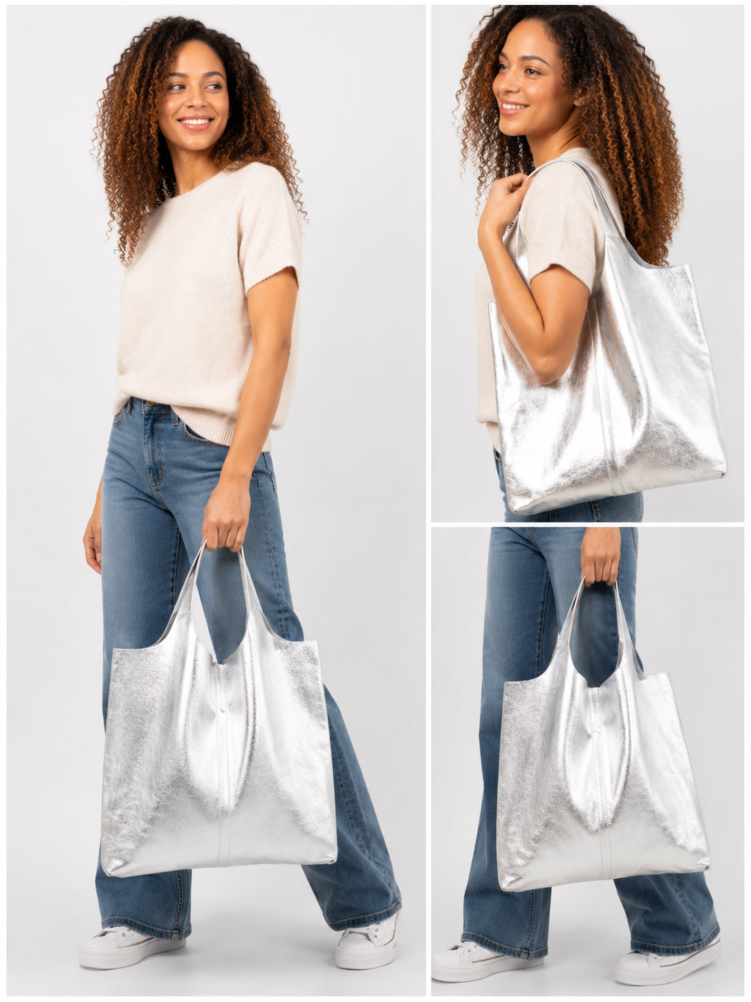 Faith Italian Leather Metallic Shoulder Bag image 5