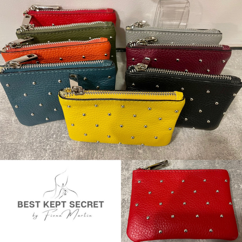 Leather Coin Purse with Stud Detail image 1