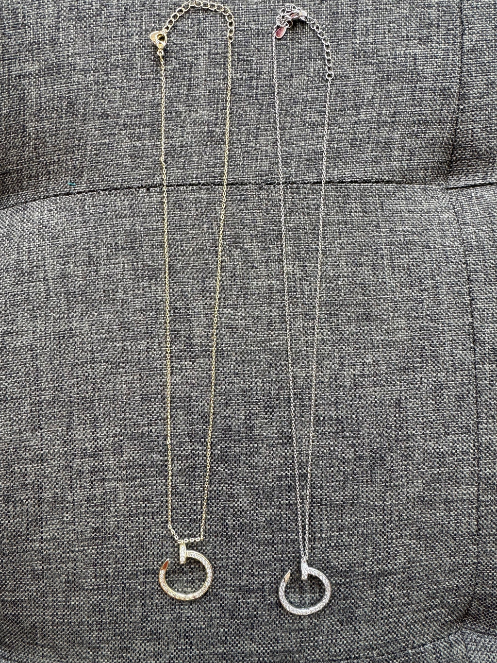 Diamanté Nail Short Pendant Necklace  image 1