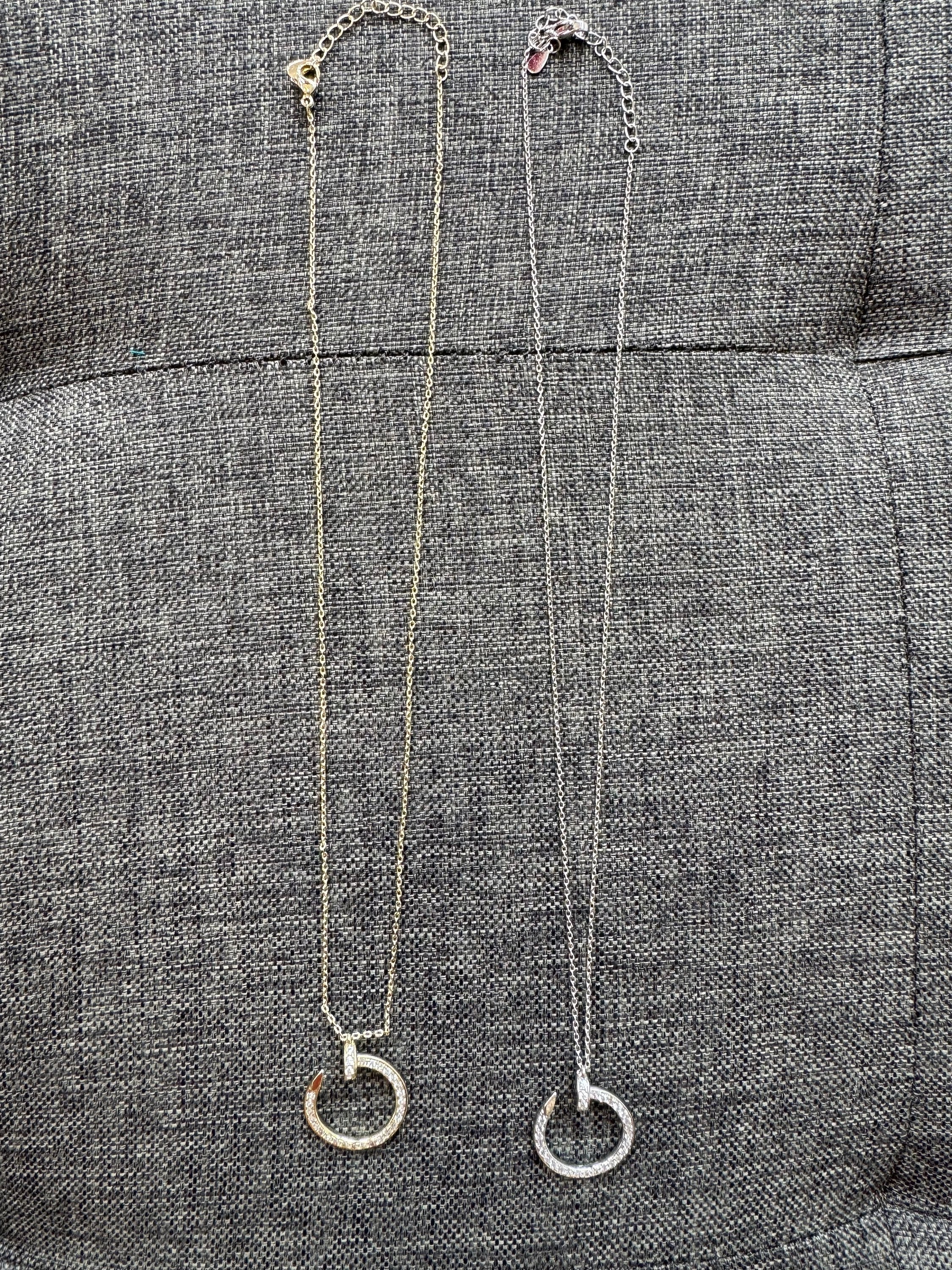 Diamanté Nail Short Pendant Necklace  image 1