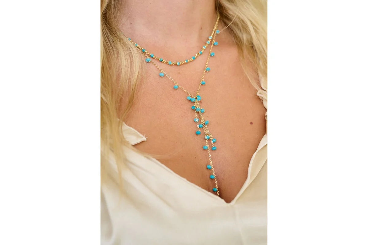 Ivy Turquoise or Amazonite Gold Necklace  image 1