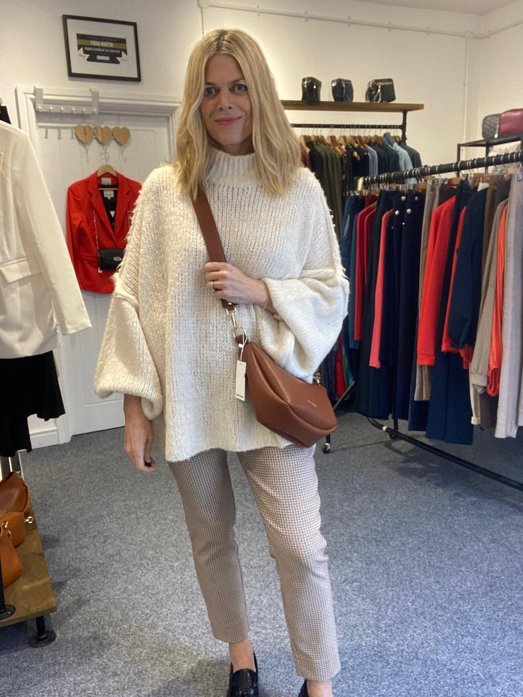 Pinns Becky Camel Diamond Ankle Grazer Trousers  image 1