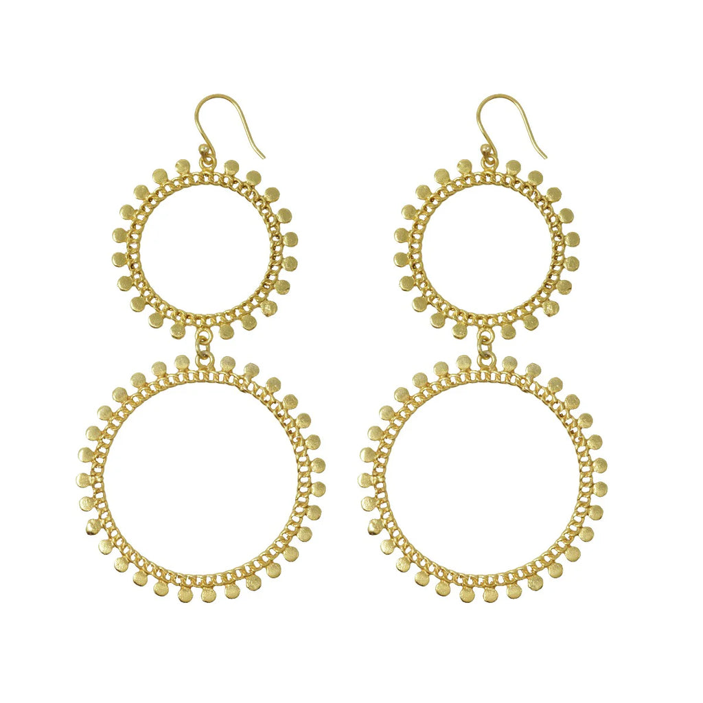 Double Sunray Gold Earrings image 2
