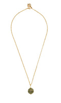Prehnite Gemstone Gold Pansy Chain Necklace image 0