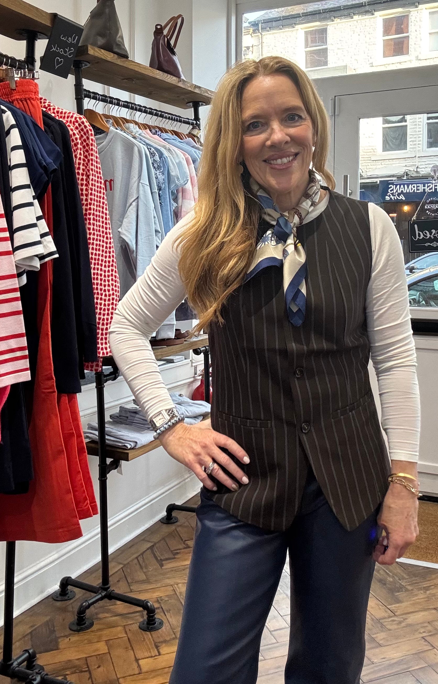 Saint Tropez Longline Pinstripe Waistcoat  image 1