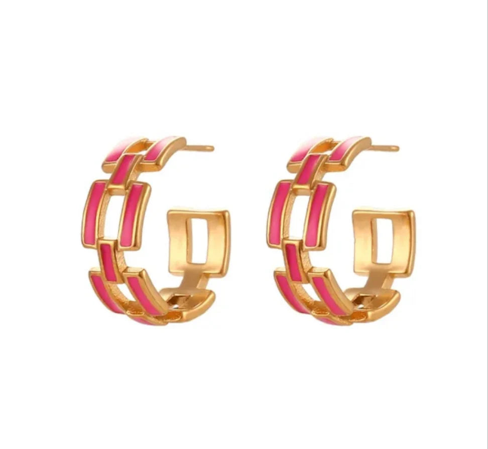Enamel Small Hoop Earrings  image 5