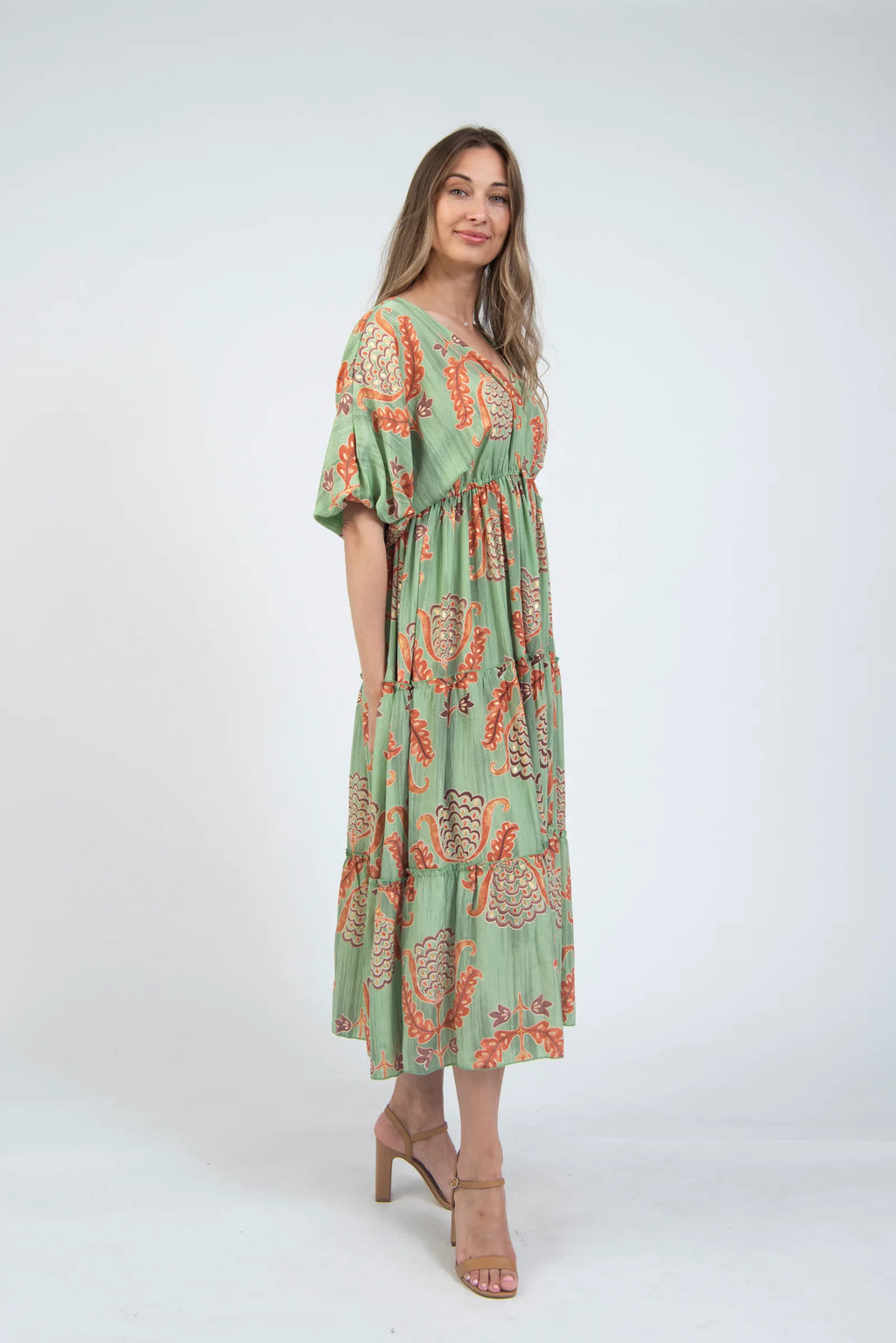 Ava Tiered Mint Midi Dress image 1