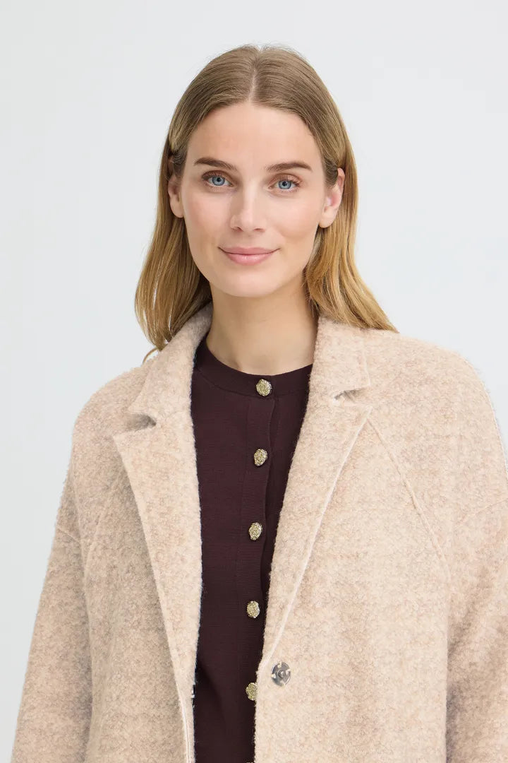 Pulz Lula Oatmeal Woven Coat image 3