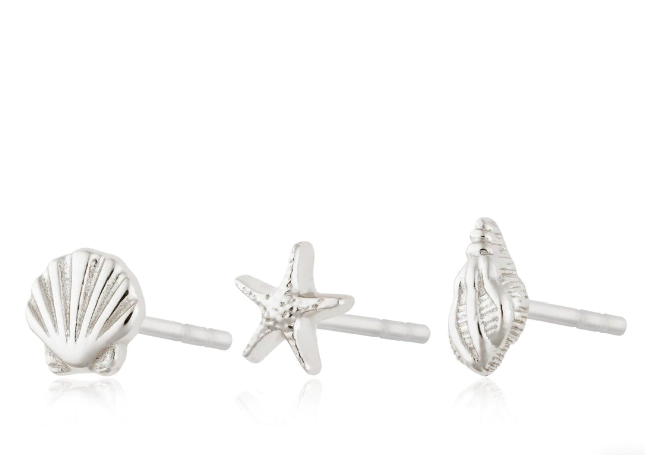 Scream Pretty Hannah Shell Stud Earring Set in Silver or Gold image 1