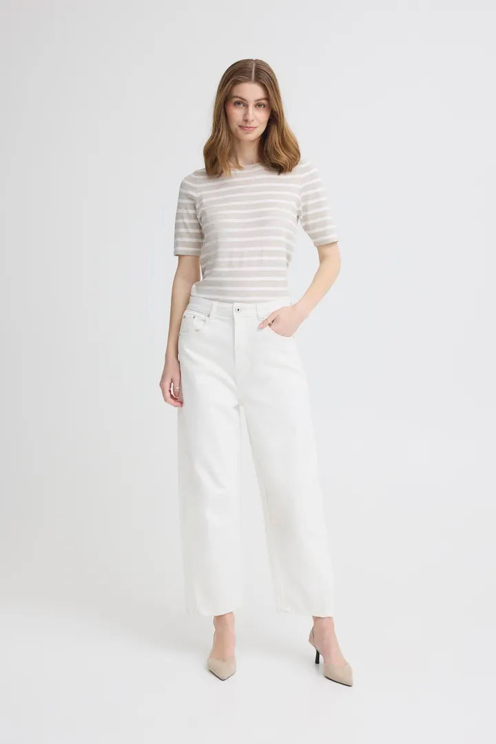 Ichi Ziggy White Barrel Style Jeans image 9