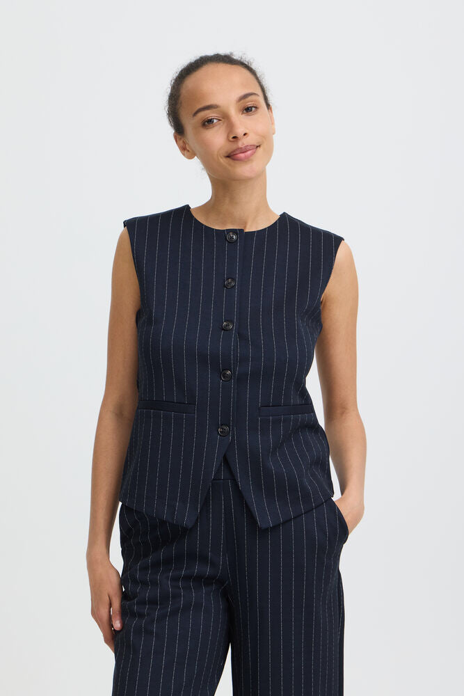 B Young Navy Stripe Waistcoat image 0