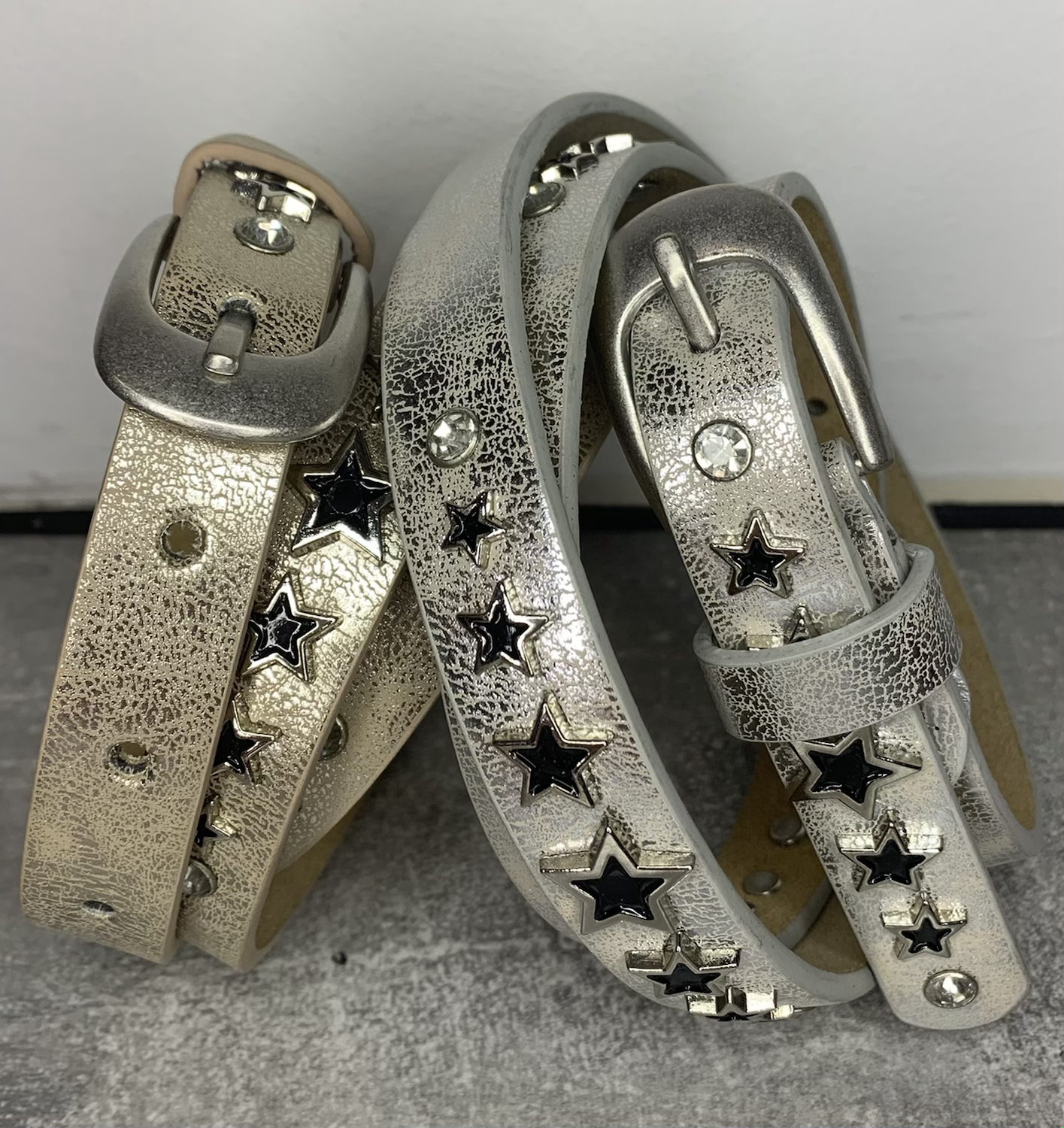Slim Leather Star Stud Belt image 0