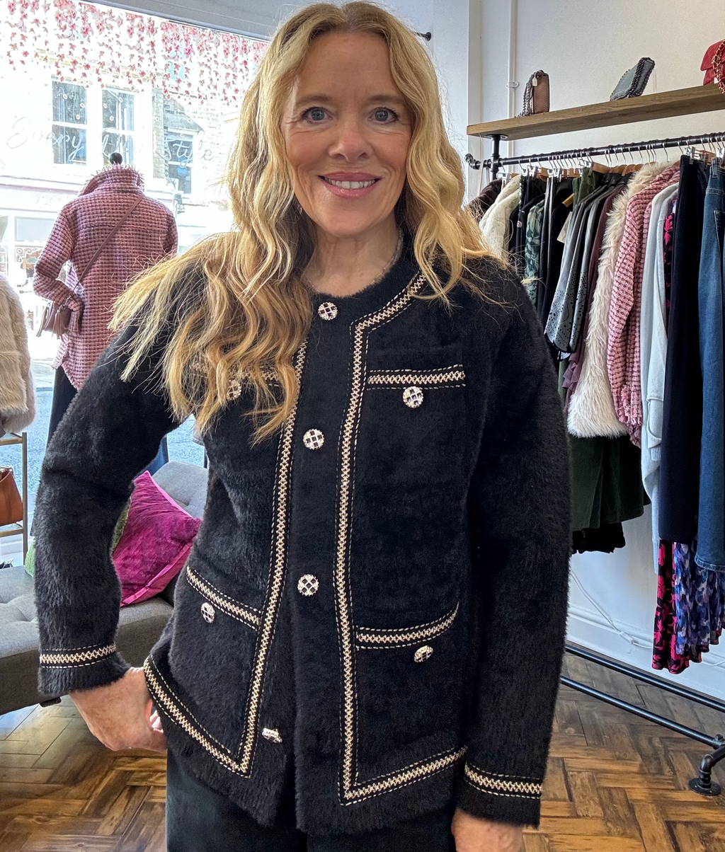 Mimi Knitted Embellished Black Jacket image 5