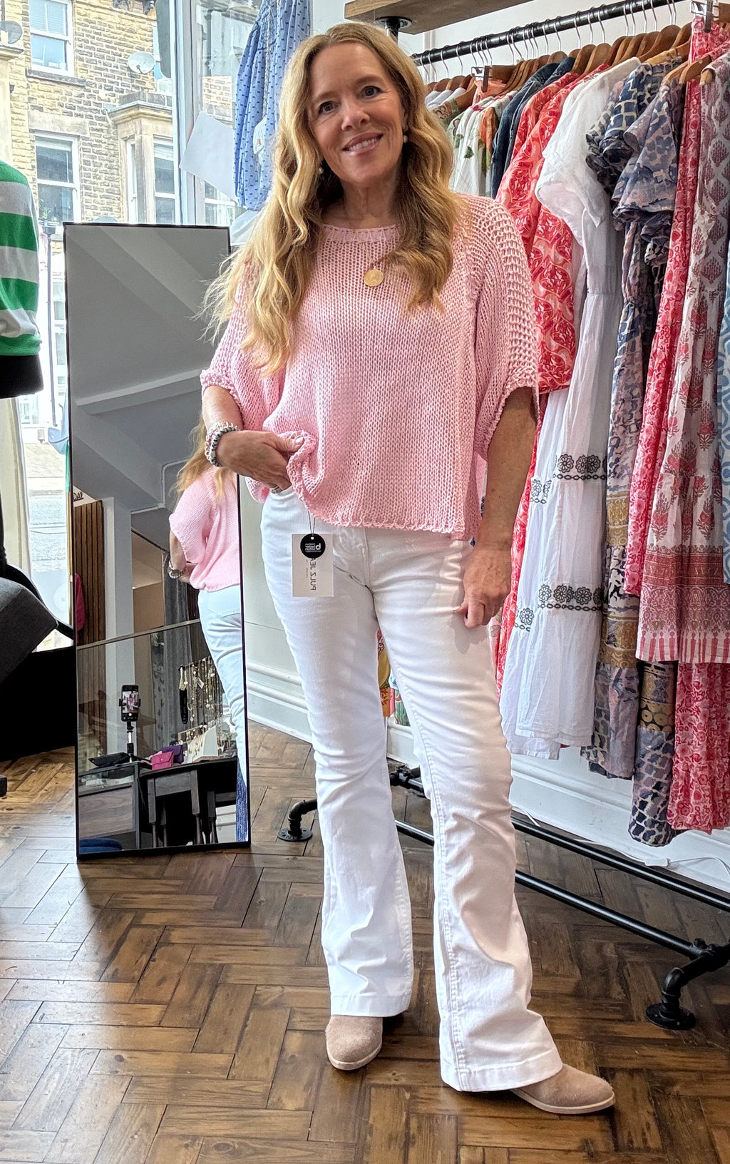 Pulz Becca Bootcut White Jeans image 1