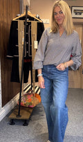 B Young Kia Grey Geometric Blouse Top image 0