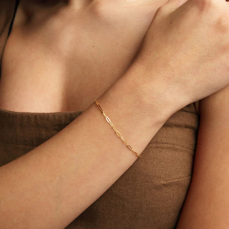 Fine Paperlink Bracelet in Gold or Silver image 0