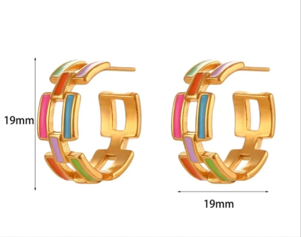 Enamel Small Hoop Earrings  image 6