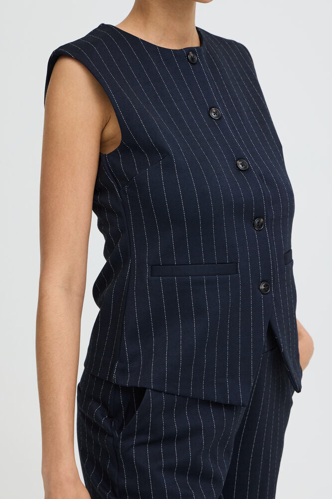 B Young Navy Stripe Waistcoat image 1
