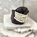 Stretchy Dual Wooded Beaded Cuff Bracelet image 0
