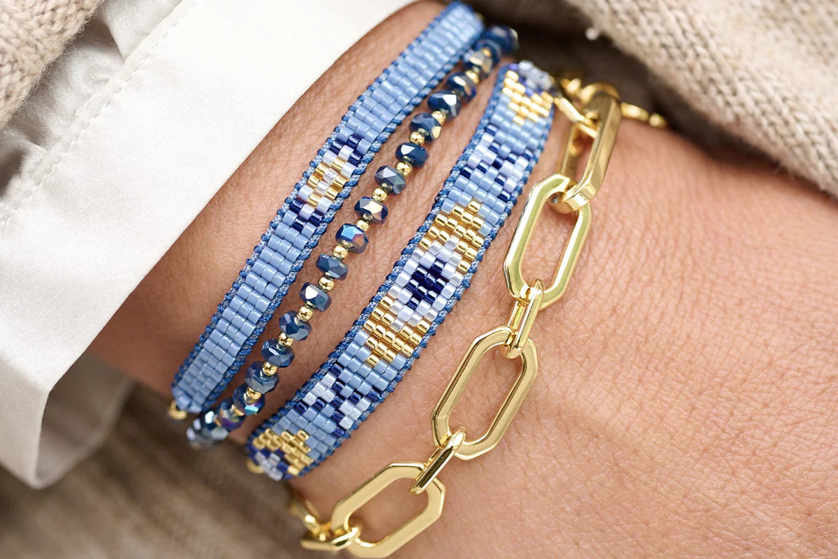 Magic Blue Friendship Bead Gold Bracelet  image 1