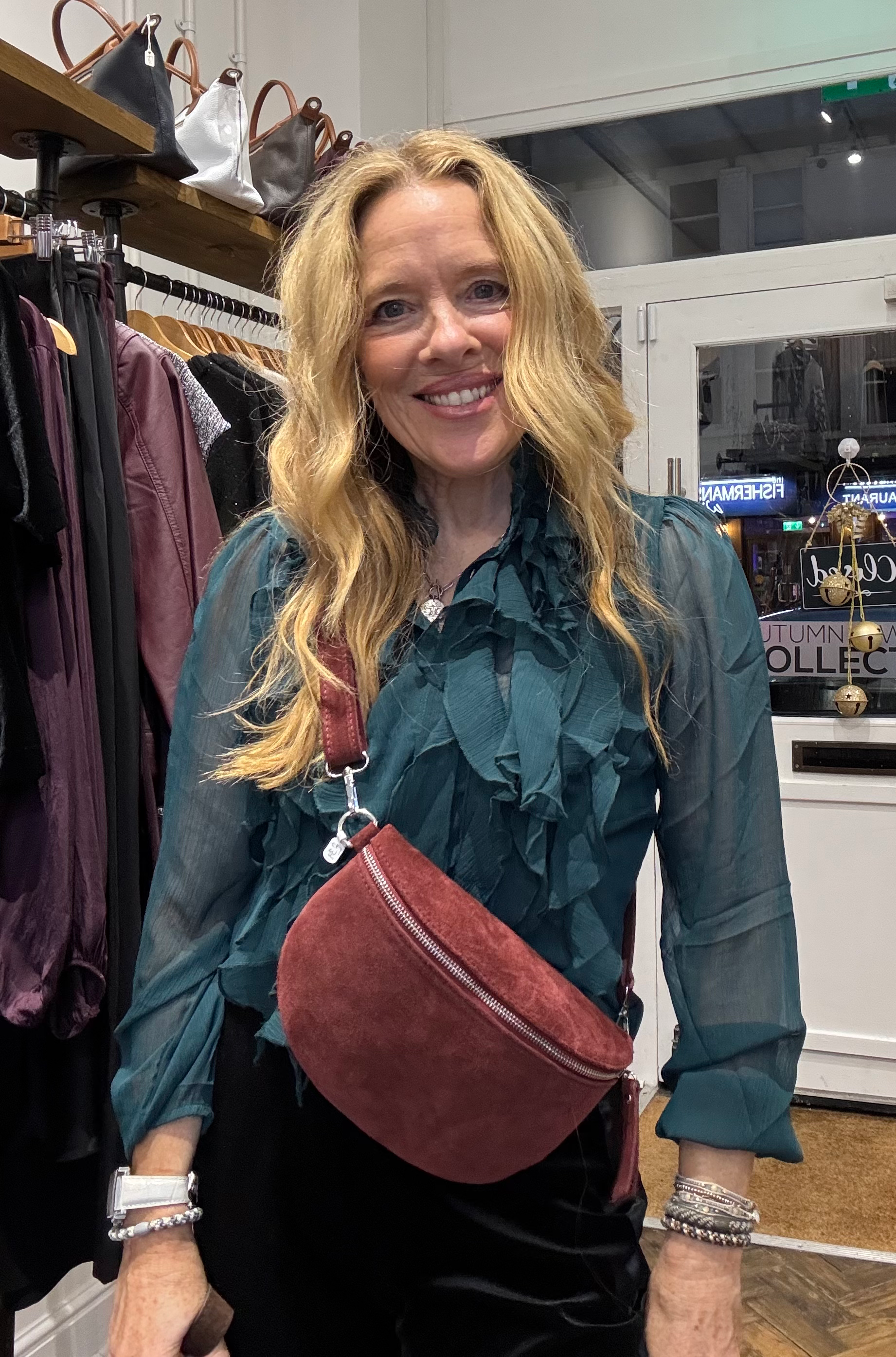 Turin Suede Half Moon Bag image 1
