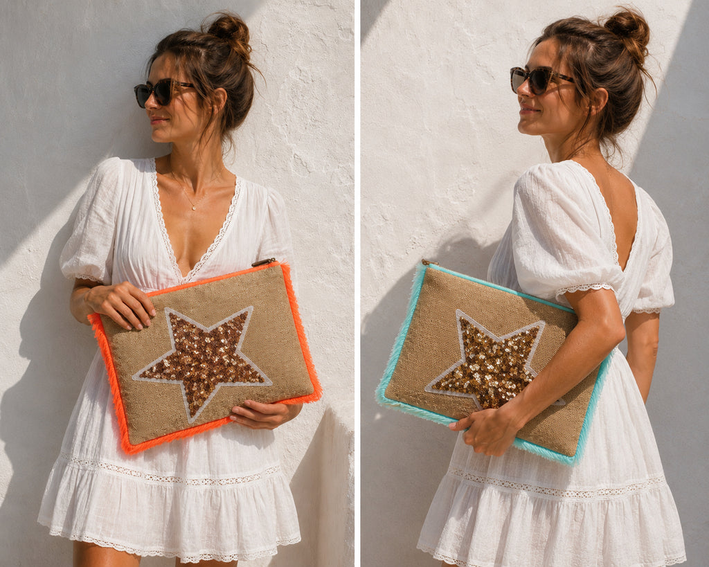 Hessian Beach Bag with Neon Trim image 4