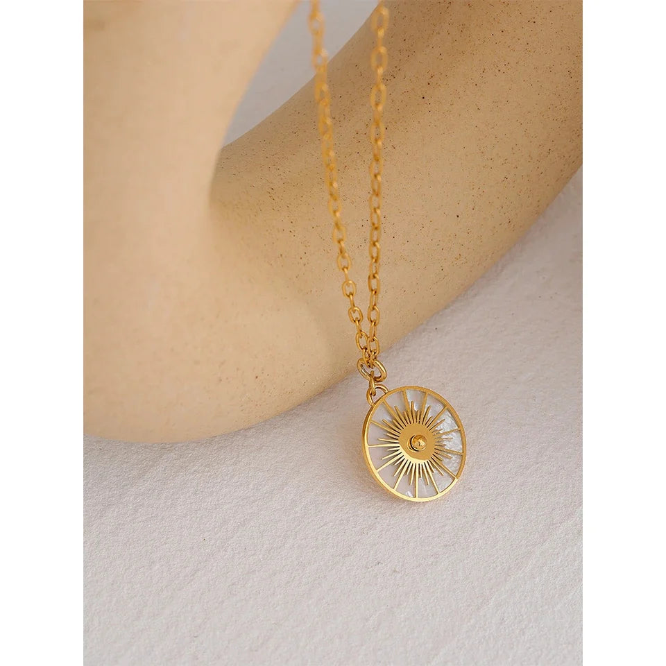 Sun Mother of Pearl Gold Necklace image 1