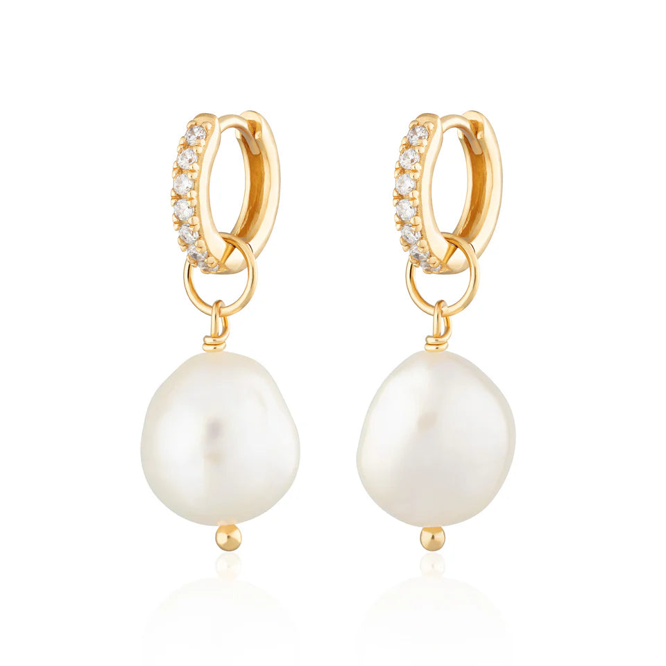 Sparkle Huggie Baroque Pearl Earrings  image 1