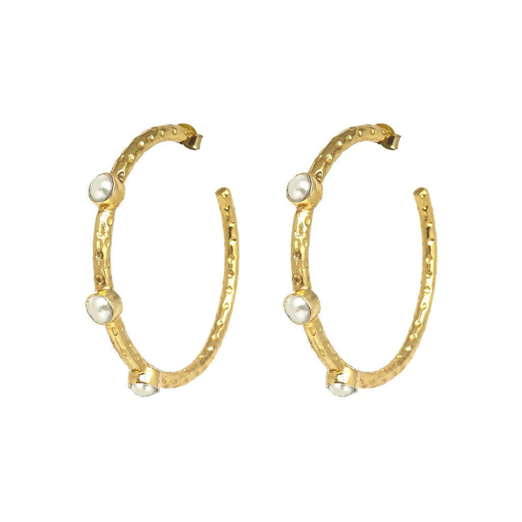 Freshwater Pearl Large Hoop Earrings image 2