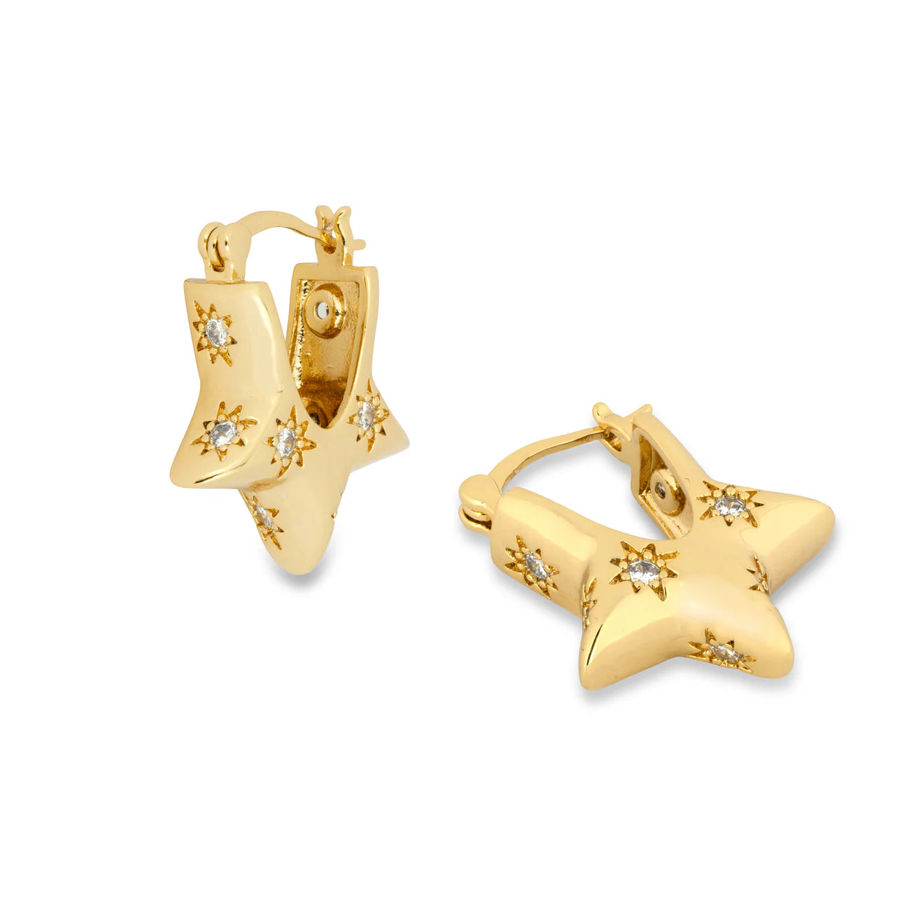 Sparkle Star & Hoop Gold Earrings  image 1