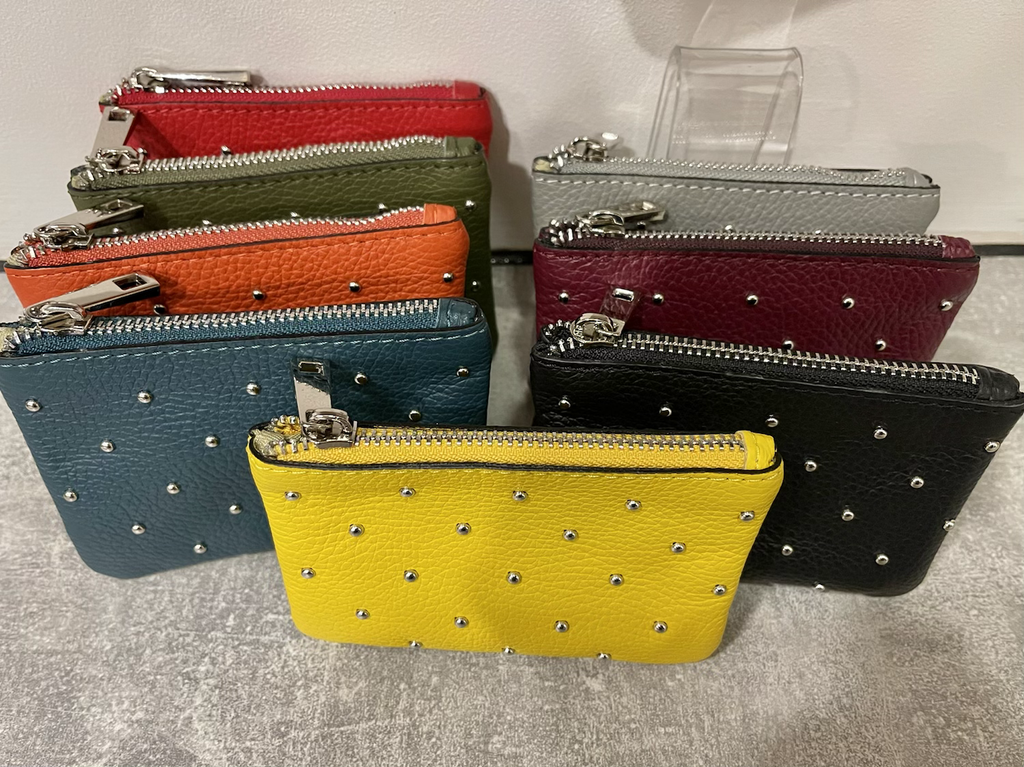 Leather Coin Purse with Stud Detail image 2