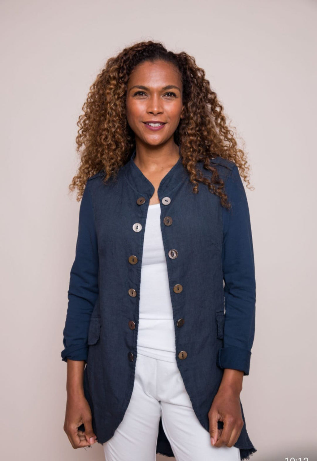 Bella Longline Linen Military Jacket image 1