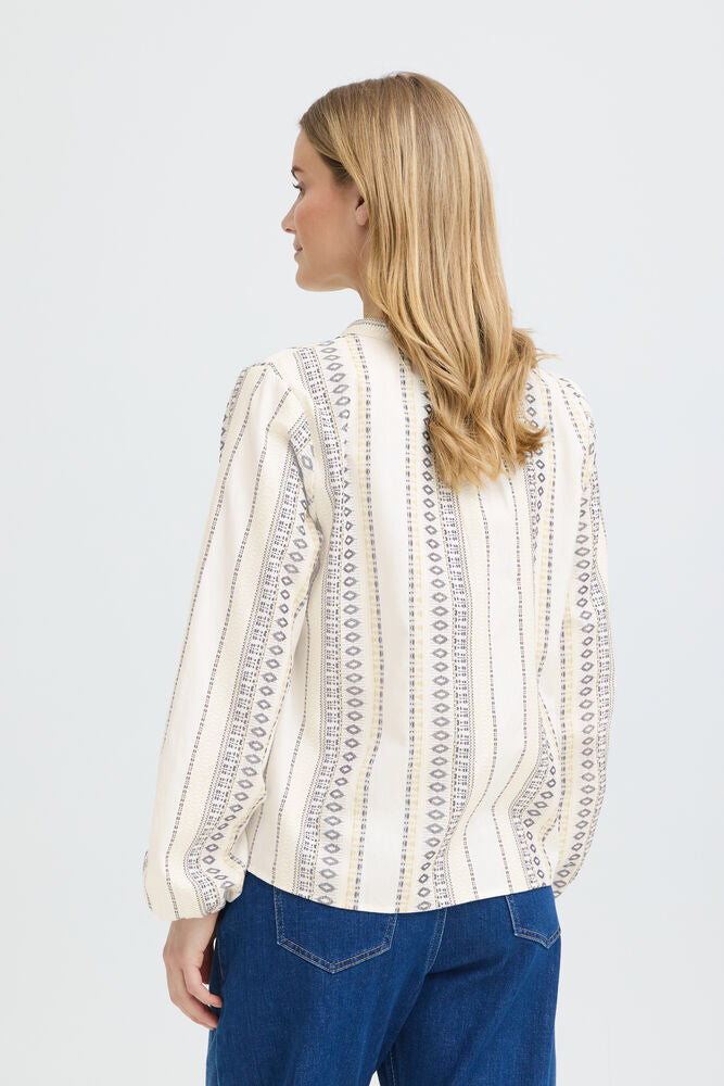 Pulz Ditte Cream Stitch Detail Cotton Top image 7