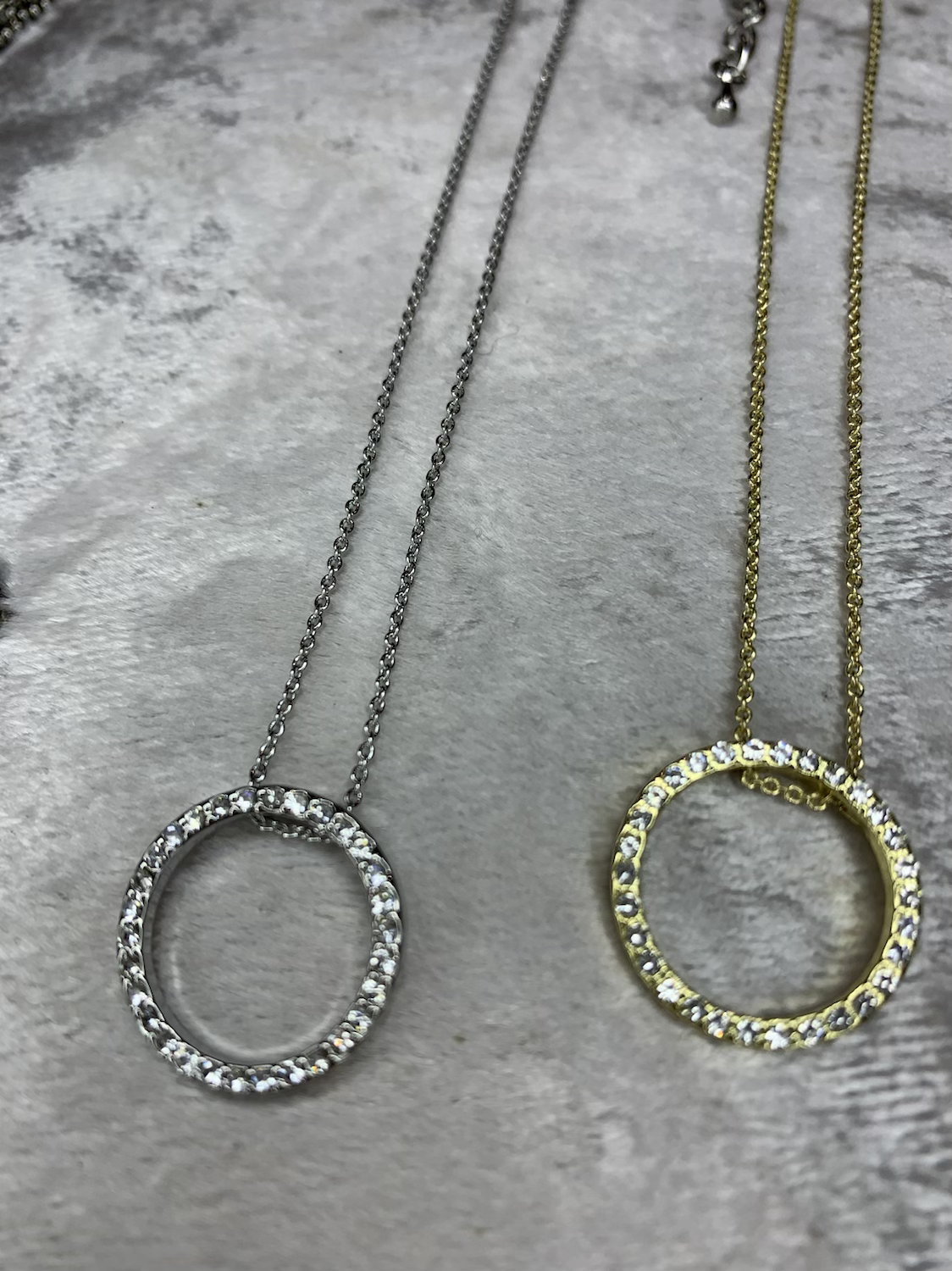 Short Necklace with Circle Sparkle Pendant image 4
