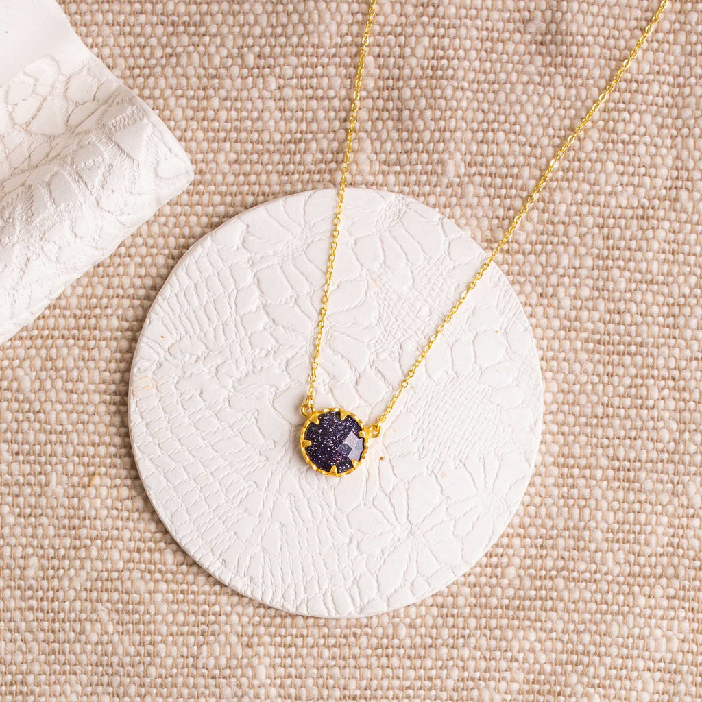 Petite Navy Sunstone Necklace image 0