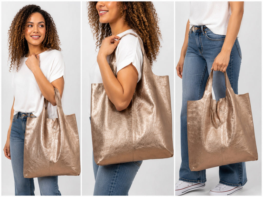 Faith Italian Leather Metallic Shoulder Bag image 0