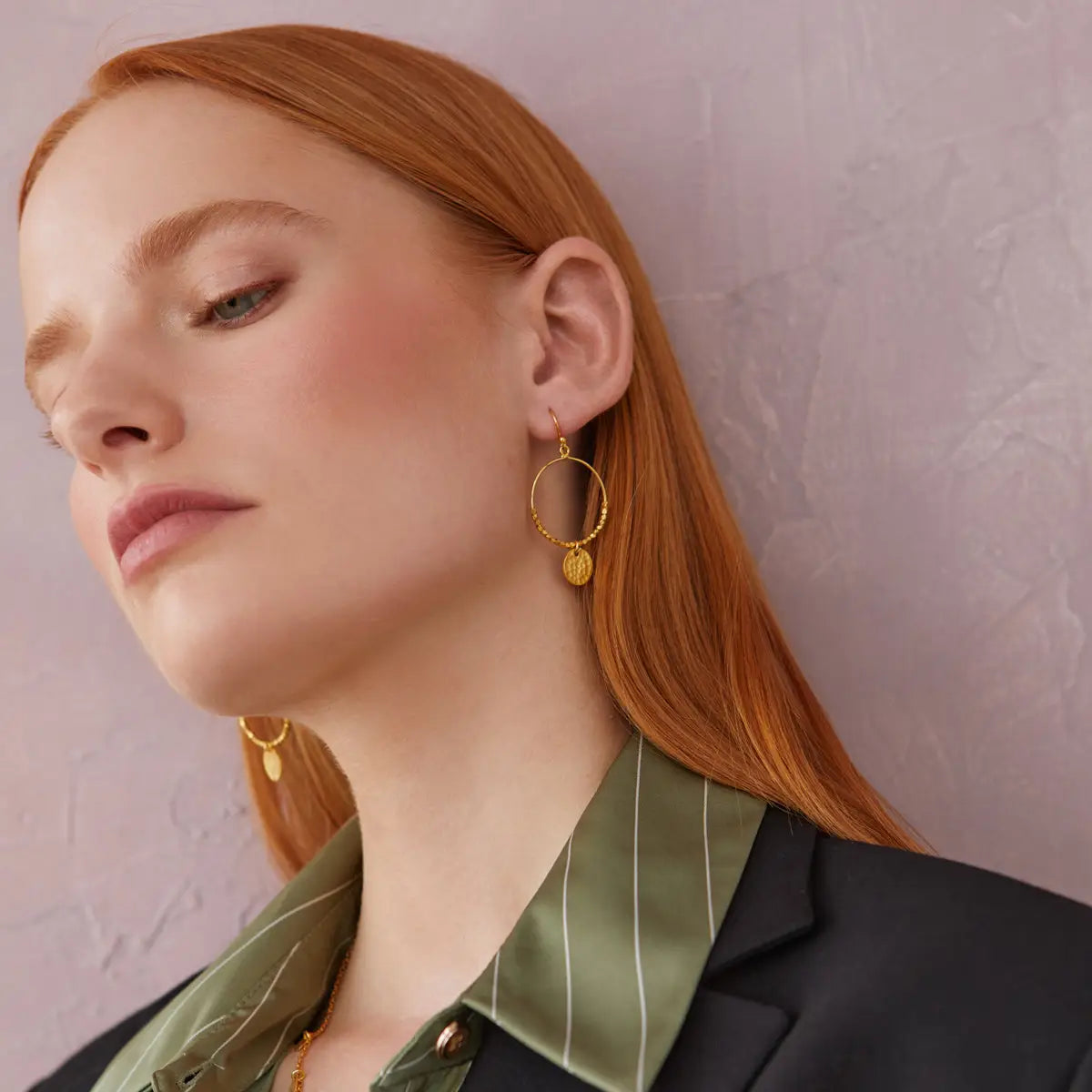 Dominique Mini Gold Hoop Earrings image 3